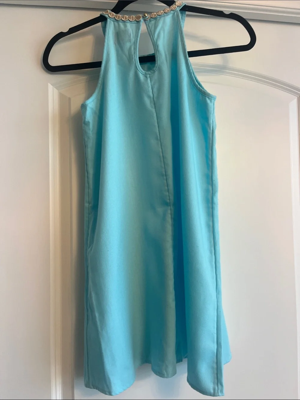 Lilly Pulitzer girls 12 mini pearl Bali Blue gold lace halter shift dress